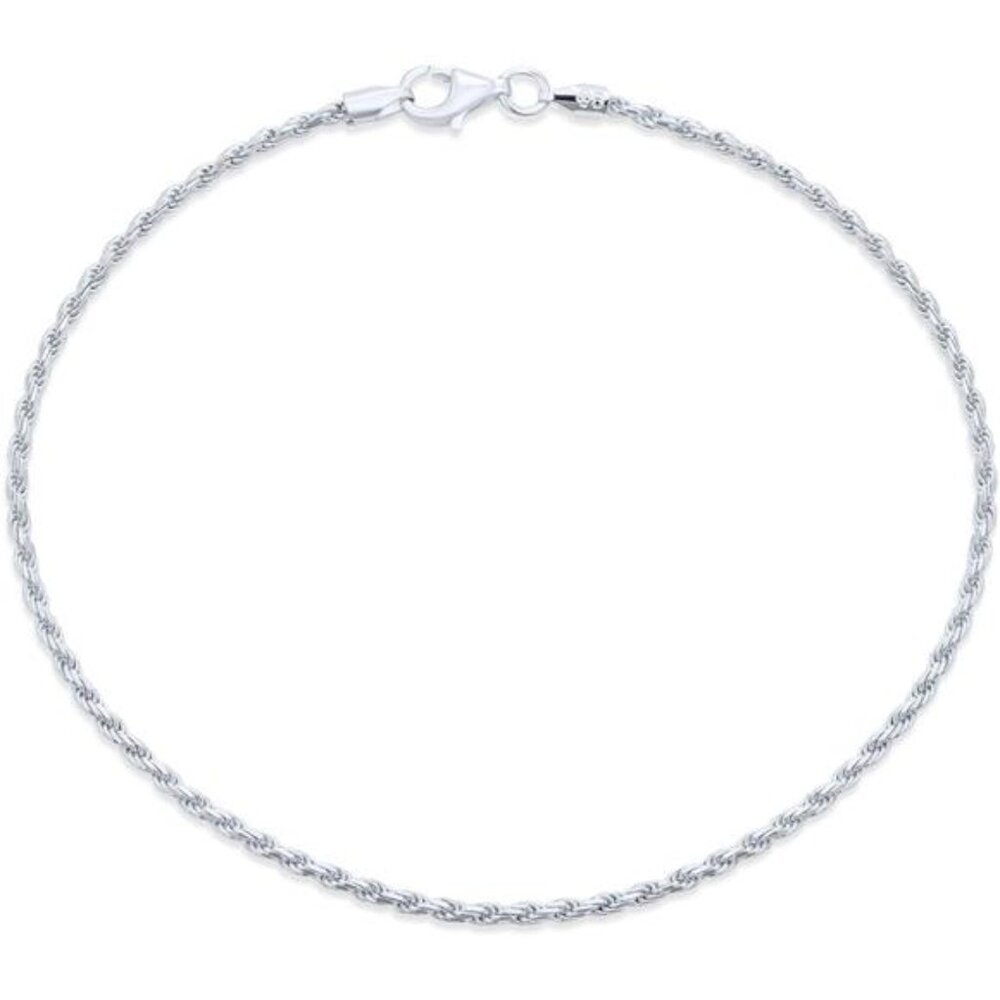 Diamond-Cut Figaro,Rope Chain Anklet Ankle Bracelet For Women Teen silver Plated